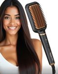 MakeMeeBold Frizz Free Straightening Brush for Hair | Hair Straightener Brush with 73mm Large Paddle Design | Electric Comb for Women | PTC Fast Heat-Up (30s) | 2 Heat Settings (180°C & 210°C) | Auto Shut-Off & 360° Swivel Cord