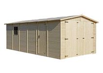 Wooden Garden Shed - Garage with Windows - W11ft x L20ft x H7ft Timber Shiplap Shed - Garden Workshop – Car, Bike, Tool Shed Storage TIMBELA M102