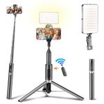 Selfie Stick, PEYOU 57" Portable Selfie Stick Tripod With Detachable Fill Light Extendable Anti-shake Selfie Stick with Bluetooth Remote for iPhone Android Samsung/Camera/GoPro/Laptop