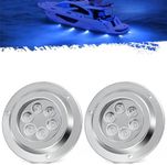 Partsam 2Pcs LED Stainless Steel Marine Underwater Lights Boat Transom Fishing Squid Lights 6LED Surface Mount