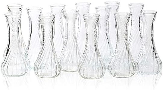 Set of 12 Small Glass Vase, Bud Vases in Bulk for Floral Arrangements, Events, Home Decor Weddings, Table Centerpiece Clear