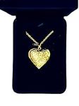 Gold Engraved Heart Locket Necklace