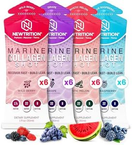NewTrition® 17,000mg Liquid Protein Shots Fast-Absorbing with Hydrolyzed Marine Collagen, 22 Amino Acids, Vitamin B12, Zero Sugar & Caffeine Recovery Marine Collagen Shots - Easy Protein Packets 1 oz