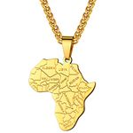 African Map Jewelry Travel Necklace Trendy Stainless Steel Gold Chain for Men African Necklaces