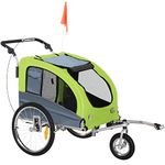 Aosom Dog Bike Trailer 2-in-1 Pet Stroller Cart Bicycle Wagon Cargo Carrier Attachment for Travel with Suspension, Hitch, Storage Pockets, Green