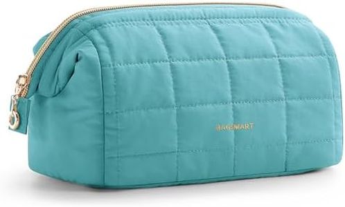 BAGSMART Makeup Bag Travel Cosmetic Bag, Puffy Padded Make Up Bags for Women Makeup Organizer Case, Wide-open Pouch Purse Travel Essentials Toiletries Accessories Brushes, Teal