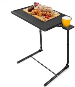 LORYERGO TV Tray Table - Adjustable TV Dinner Tray Tables with 6 Height & 3 Tilt Angle, Folding TV Trays with Cup Holder for Bed & Sofa, Multifunctional TV Table Tray for Eating & Reading