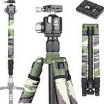 INNOREL RT75CG Carbon Fiber Tripod 172cm Professional 2-in-1 Travel Tripod & Ballhead Kit Monopod Max Load 20kg Max Tube 29mm Heavy Duty Camera Support with Center Column N44 Ball Head(RT75CG+N44)