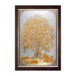 Dharvika Innovations Money Golden Tree Paintings for Living room | Money Golden Tree Painting wall decoration | Money Golden Tree Photo Frame for wall decoration - 2695 (Brown, 11x14 Inch)