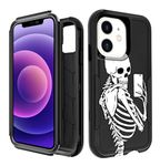 Pegmode for iPhone 12 Case - Heavy Duty Protective Designer Selfie Skeleton Cute Cartoon Hard Shockproof Bumper Phone Cases for Apple 12 for Girly Women Men Girls Boys Teens