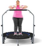 CLORIS 40'' Foldable Fitness Trampoline - Max Load 400lbs, Rebounder with Adjustable Foam Handle Indoor/Outdoor Fitness Body Exercise (40'' Blue-2)