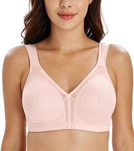 Lemorosy Women's Plus Size Full Coverage Non Padded Wireless Minimizer Bra -Comfort and Double Support (36C, Pink)