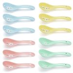 Evanda Ceramic Soup Spoons 12 Pieces, Asian Chinese Japanese Korea Porcelain Soup Spoon for Soup, Dumpling, Wonton, Cereal, Dishwasher Safe