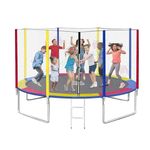 Let's Play® LP-995 Imported Trampoline Jumping Trainer 6 FT, 8 FT, 10 FT, 12FT, 14FT, 16FT for Adults and Kids Rebounder Trampoline with Safety Net & Spring, Pad Indoor and Outdoor, Multi-Colour