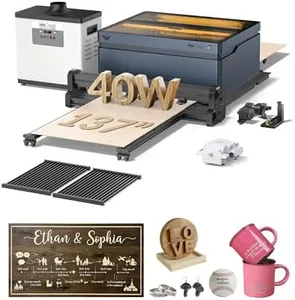 WECREAT Vision 40W Laser Engraver and Cutter Machine with Automatic Conveyor Feeder, Fume Extractor, 4-in-1 Rotary, Air Assist, Laser Bed for DIY Engraving and Cutting Acrylic Wood Metal Leather