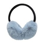 ZLYC Womens Girls Winter Fashion Adjustable Faux Fur EarMuffs Ear Warmers(Furry Blue)