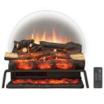 FLAMME 23’’/58cm Portable Basket Electric Fire, 1000W/2000W Heater, Log Set, Crackling Sound Effect, Remote Control