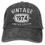 RNFENQS Embroidered Vintage 1974 Baseball Cap Distressed Dad Hat Birthday Gifts for 50 Years Old Men Women Black