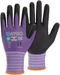 KAYGO Safety Work Gloves MicroFoam Nitrile Coated, 3 Pairs KG18NB,Seamless Knit Nylon Glove for Men and Women, Ideal for Automotive,Warehouse,Construction (2XL, Purple)