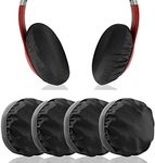 Geekria 2 Pairs Medium Flex Fabric Washable Headphone Covers/Earphone Covers/Ear Pads Protector/Stretchable Sanitary Earcup, Fits 3.14"-4.33" Headsets (Black-Red)