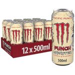 Monster® Pacific Punch® Carbonated Energy Drink | L-Carnitine + Taurine + B Vitamins, 16.91 fl oz ℮ 500 ml, 12 Pack