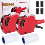 LonXFan Price Gun, 2 Pack Pricing Gun - 8 Digits Price Tag Gun with 5000 Labels & 4 Ink Rollers Kit Red Pricing Label Maker for Retailer,Supermarket