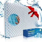 Cooling Gel Flat Pillow for Stomach and Back Sleepers, Ultra Thin Pillow for Sleeping, Slim Stomach Sleeping Pillows, Low Profile Memory Foam Pillows with Washable Cover