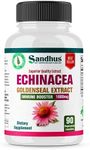 Sandhu's Echinacea Goldenseal - Immune Booster Supports Immune and Respiratory Health1000 mg per Serving Vegetarian Capsules 90 Ct-