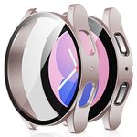 Amizee 2 Pack Screen Protector Case Compatible with Samsung Galaxy Watch 5/Galaxy Watch 4 Case 40mm, with Built-in Screen Protector Hard PC Ultra Thin Anti-Scratch Protective Cover (Rose Gold/Clear)