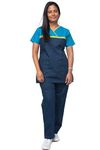 UNIFORM CRAFT Women’s Designer Scrub Suits DSDX03 || Ideal for doctors, dentists, vets, nurses & healthcare professionals (Olive Blue, M)