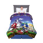 Franco Kids Bedding Soft Microfiber Reversible Comforter, Twin/Full, Sonic The Hedgehog