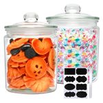 Accguan 67oz Glass Cookie Jar, Glass Food Storage Containers with Airtight Lid,Glass Jars for Bath Salts,Flour,Spices,Halloween Candy,Detergent,Kitchen Storage, DIY Gifts,Wedding,Party(2pack)