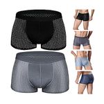 SARAYO 2PCS Nylon Ice Silk Breathable Men's Underwear,L-10XL Plus Size Men Frozen Silk Boxer Shorts,Mesh Stretch Slim Brief (XL, Black+Grey)