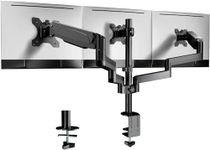 WORLDLIFT Triple Monitor Mount for 17-27” Screens - Three Arm Desk Mount with Clamp - ±35° Tilt, 360° Rotation & ±90° Swivel Arms - VESA: 75x75-100x100, Up to 7 kg per Arm