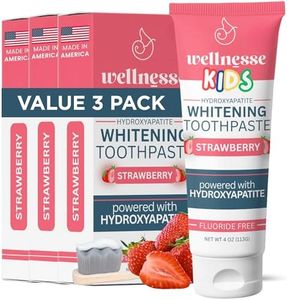 Wellnesse Children’s Toothpaste - Fluoride Free Natural Flavored Toothpaste for Kids and Toddlers - Strawberry - 3 Tubes, 4 oz - Made with Hydroxyapatite, Calcium Carbonate, and Aloe Vera