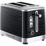 Russell Hobbs Inspire 2 Slice Toaster (Extra wide slots, High lift feature, 6 Browning levels, Frozen/Cancel/Reheat function with Blue LED illumination, 1050W, Black textured high gloss) 24371