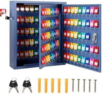 Garvee 150 Keys Cabinet Organizer, Wall Mount Steel Key Lock Box with 2 Keys, 133 Hooks & Colored Tags, Secure Key Storage for Hotel, Valet, Office, Car Key Management, Heavy Duty, Blue