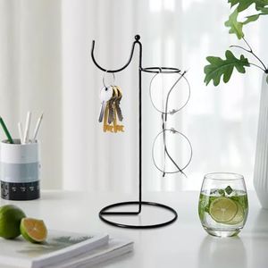 YY YEARCHY Ornament Display Stand Iron Hanging Stand Flower Pot Rack Holder Pothook for Hanging Glass Globe Air Plant Terrarium Witch Ball Home Wedding Christmas Decoration (9.65"x4.33"x4.33", Black)
