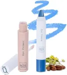 M2U NYC Under Eye Primer & (Electric Blue) Glitter Eyeshadow Stick - Crease-Proof Eyeshadow Finish - Vegan Makeup Bundle for Women
