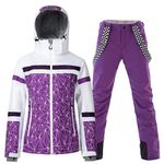 Women's Ski Jackets and Pants Set Windproof Waterproof Insulated Snowsuit Winter Warm Snowboarding Snow Coat #002Purple+Purple M