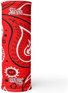 Love The Hustle Bandana Pattern Neck Gaiter, Multipurpose Face Cover, Paisley Print Headwear, Red Tops (Red Tops)