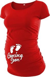 URBAN CREST Black Maternity Shirts, Short & Long Sleeve Maternity Shirts, Pregnancy Shirts for Women Announcement, Maternity Tops, Red - Coming Soon Maternity T-shirt, Large