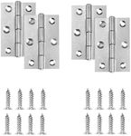 Zernmiarder 2.5" Door Hinge, 12 Pcs Stainless Steel Butt Hinges, Silver Window Hinges, Interior and Outdoor Hinges with Screws, 60 x 38 x 1.2mm