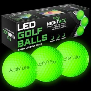 Activ Life LED Golf Balls (3 Green) Best Glow in The Dark Golfer Gifts for Men and Women Night Golfing Unique Novelty Cool Birthday Dad Presents Light Up Fun Stuff Trick Gadgets