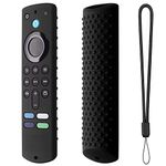 Dealfreez Silicone Cover Case Compatible with Fire TV Stick 3rd Gen 2021 Remote Full Wrap Remote Cover with Lanyard (D-Black) [Remote NOT Included]