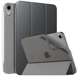 MoKo Case Fit New iPad Mini (A17 Pro) 2024, iPad Mini 6th Generation Case 2021 (8.3-inch), Soft TPU Translucent Frosted Back Cover Slim Smart Folio Case for iPad Mini 7/6 Gen, Space Gray