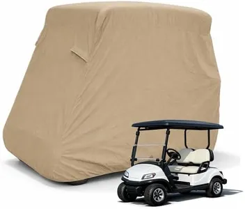 Formosa Covers | Deluxe 2 Seater Golf Cart Cover in Taupe, roof up to 58", Fits E Z GO, Club Car and Yamaha G Mode, Also fits Organic transit's ELF