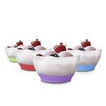 Host Ice Cream Freeze Bowl Set of 4 Double Walled Insulated Freezer Gel Chiller Kitchen Accessory for Dessert, Dip, Cereal, with Comfort Silicone Grip, Plastic, Assorted Colors