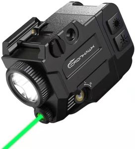 CRONHAWK 500 Lumens Tactical Weapon Flashlights Laser Sight - Rail-Mounted Light and Green Laser Light Combo for Pistol with Picatinny Rail and GL Rails - Magnetic Charging Port