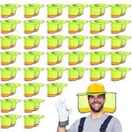 Hard Hat Sun Shade High Visibility Reflective Hard Hat Visor Full Brim Mesh Neck Sunshade Fits Both Cap Hardhats for Outdoor Activities, Neon Yellow (40 Pcs)